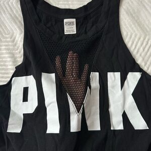 PINK Victoria’s Secret Mesh Cutout Tank Top Black Large